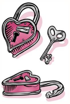 Heart-shaped lock and key