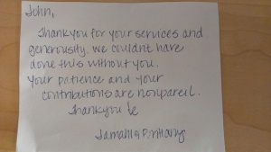Brittany Jamahl Thank You Note